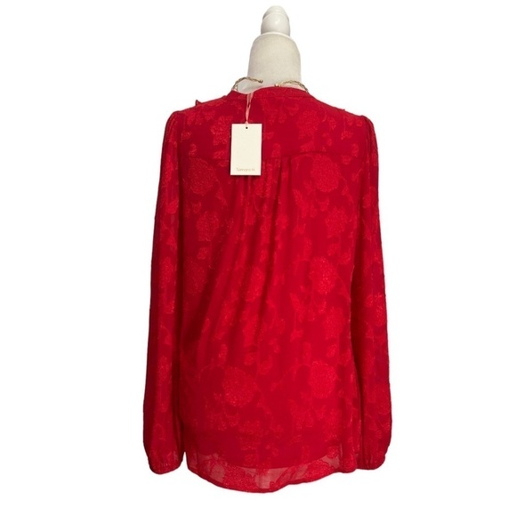 Tamara H Embossed Floral V neck Ruffle Blouse NWT - Picture 3 of 6
